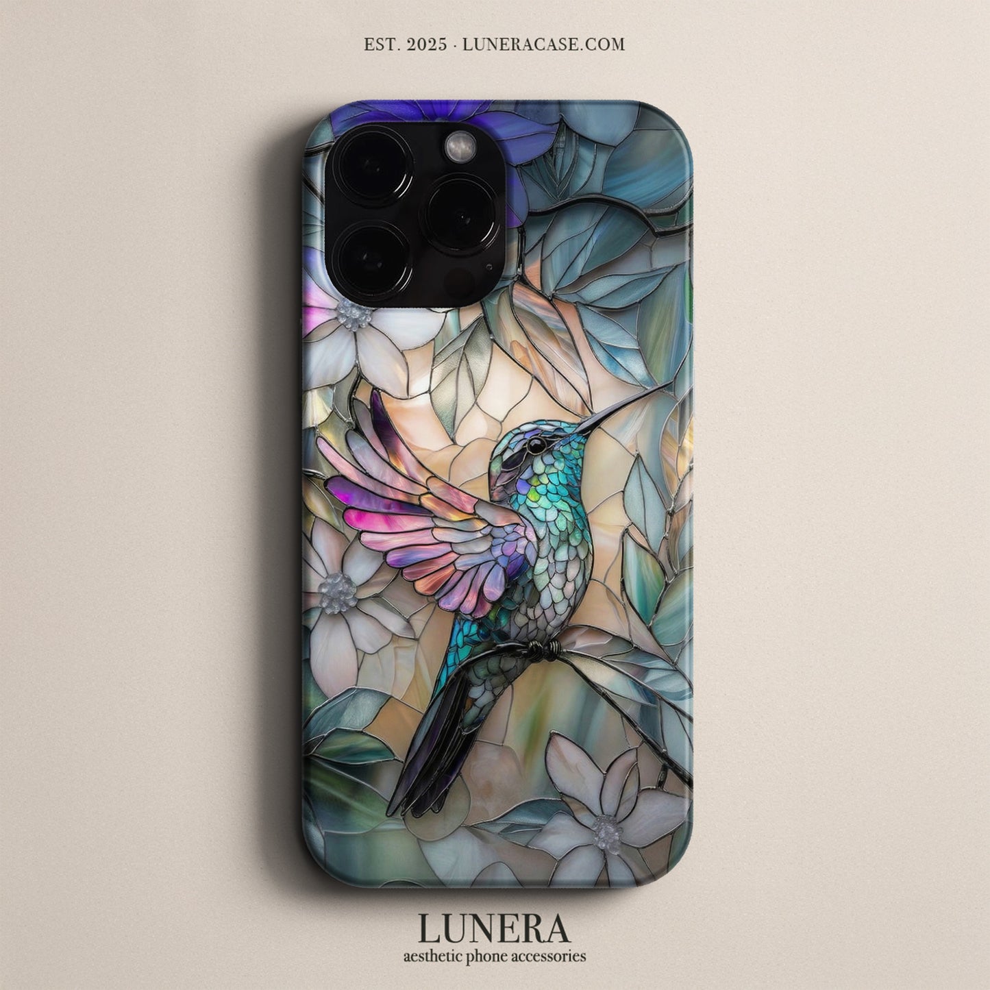 Lunera "Prismatic Hummingbird" Tasarım Telefon Kılıfı - Vitray Serisi Serisi