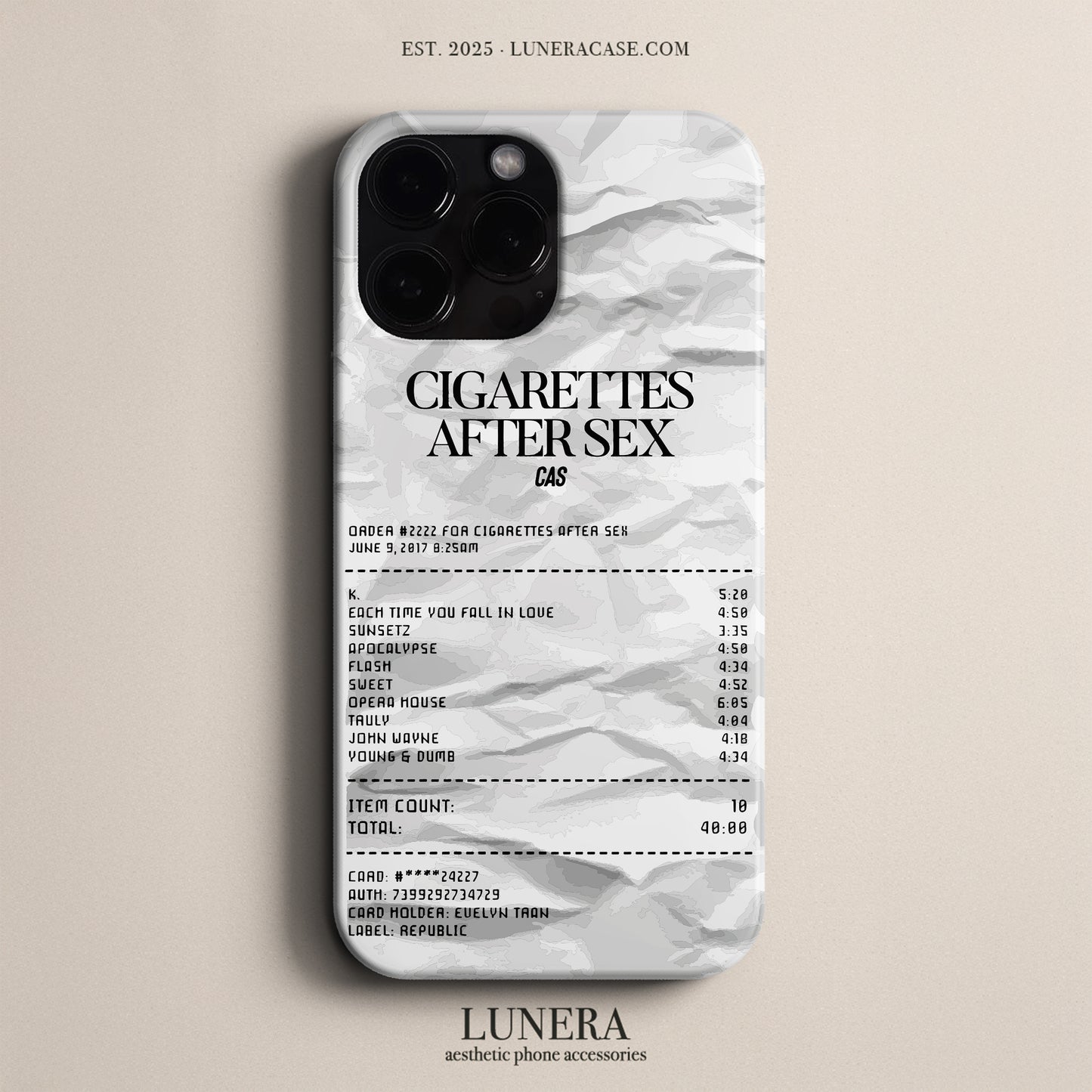 'Concert Ticket for CIGARETTES AFTER' Tasarım Telefon Kılıfı