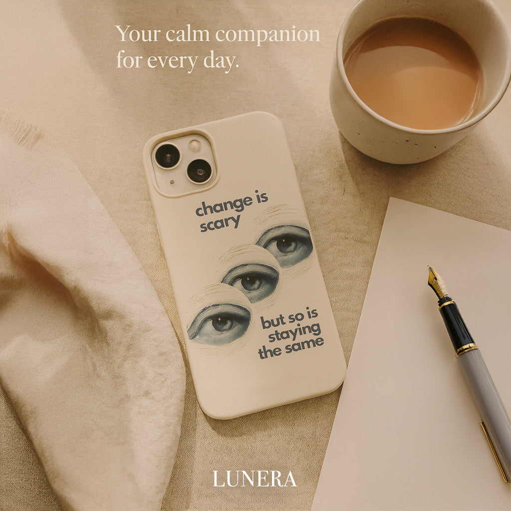 LUNERA 'Change is Scary' Case – Sanatsal Göz Baskılı Minimal Telefon Kılıfı