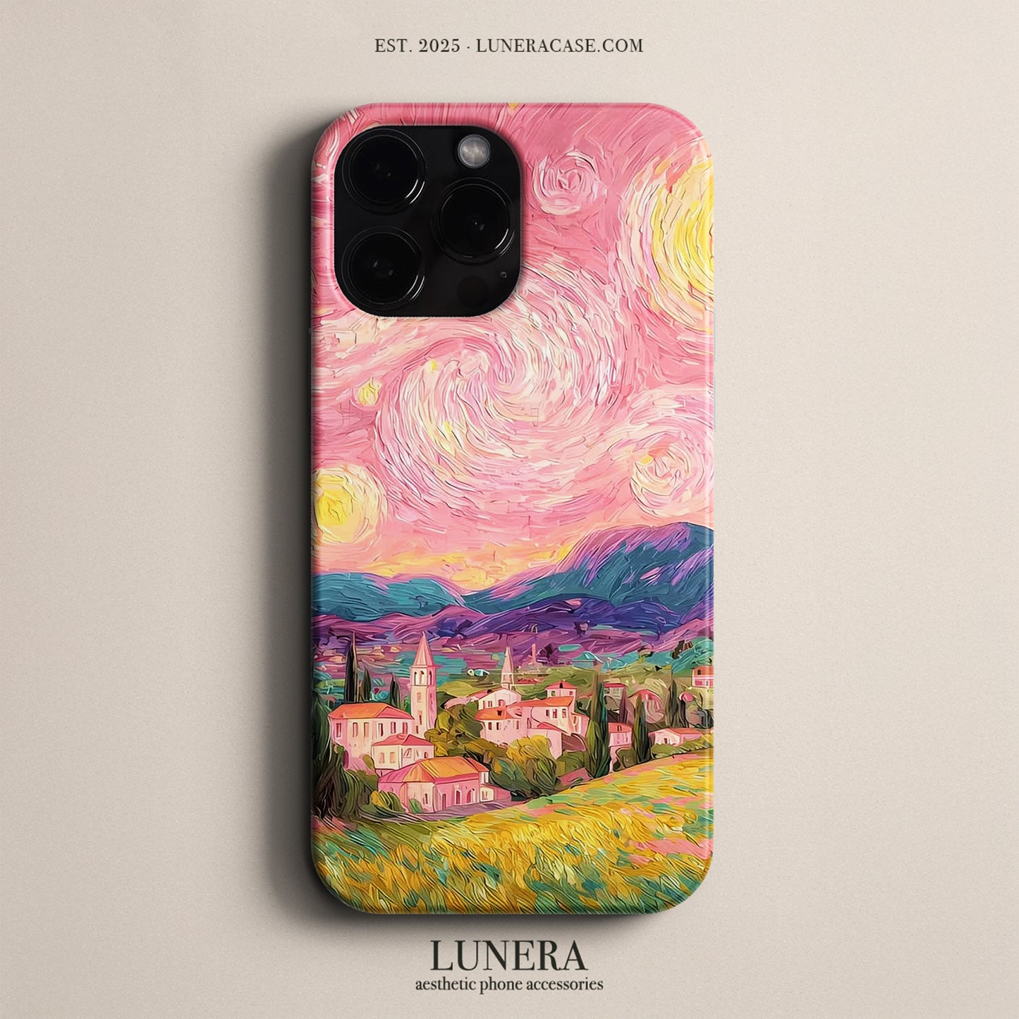 Lunera "Pink Starry Night" Tasarım Telefon Kılıfı – The Art Edition Collection