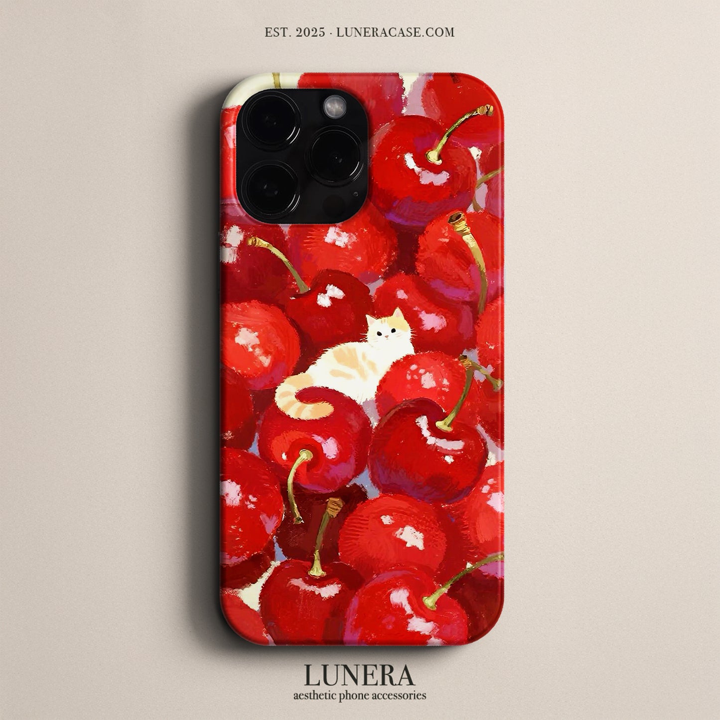 Lunera "Cherry Cat Dream" Tasarım Telefon Kılıfı – The Art Edition Collection