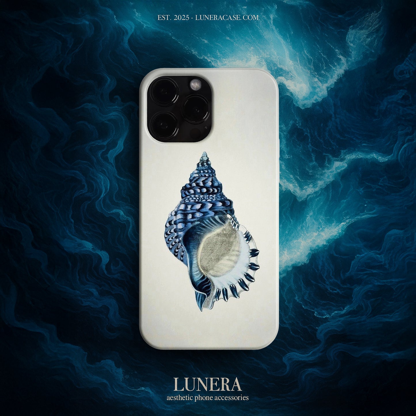 LUNERA 'Ocean Shell' Case – Deniz Kabuğu İllüstrasyonlu Minimal Kılıf