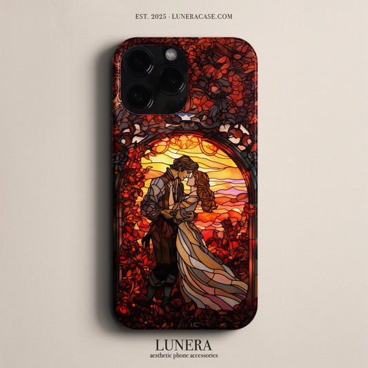 LUNERA Sunset Lovers Case – Gün Batımı Vitray Çift Desenli Parlak Telefon Kılıfı