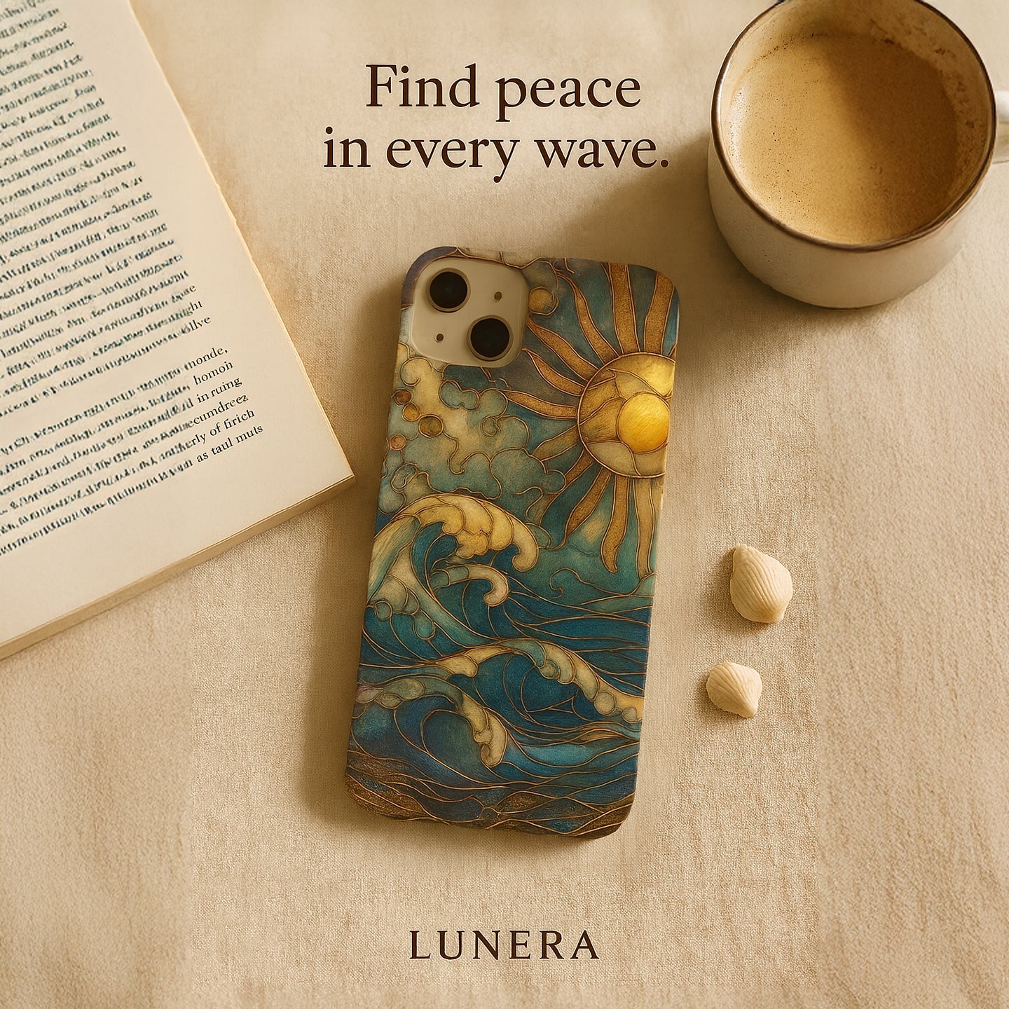 LUNERA 'Ocean Light' Case – Estetik Vitray Dalga Telefon Kılıfı
