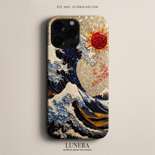 Lunera "Hokusai Mosaic" Tasarım Telefon Kılıfı - Sanat & İllüstrasyon Serisi