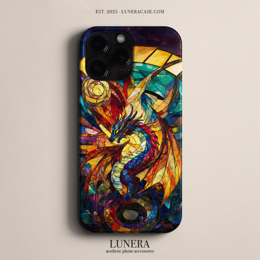LUNERA "Prismatic Dragon" Tasarım Telefon Kılıfı – Vitray (Stained Glass) Serisi