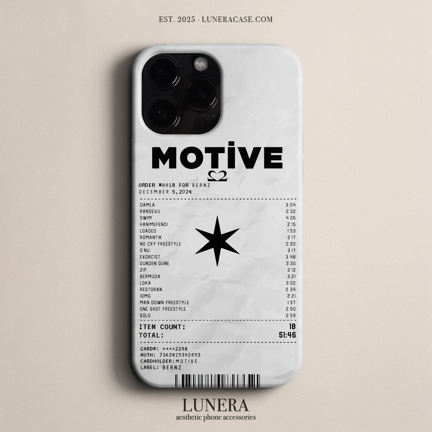 'Concert Ticket for Motive' Tasarım Telefon Kılıfı