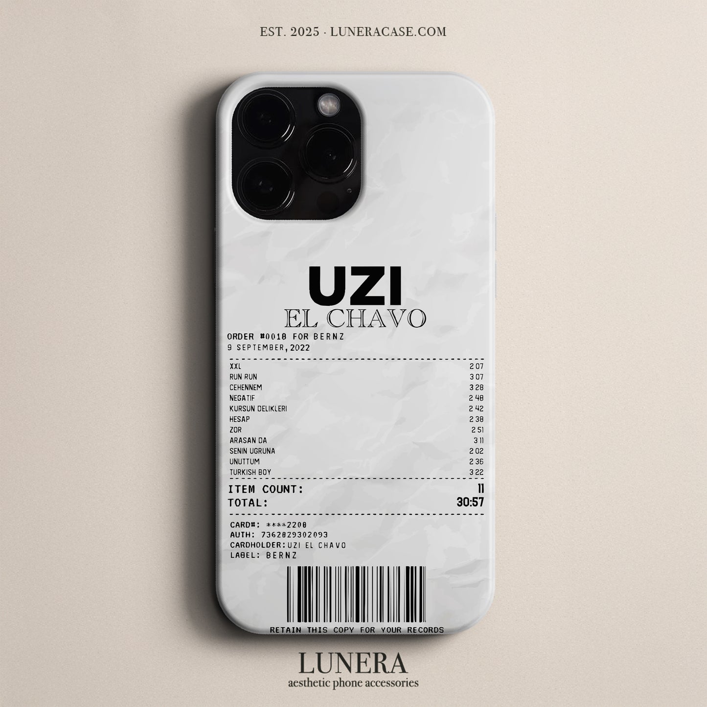 'Concert Ticket for UZI' Tasarım Telefon Kılıfı