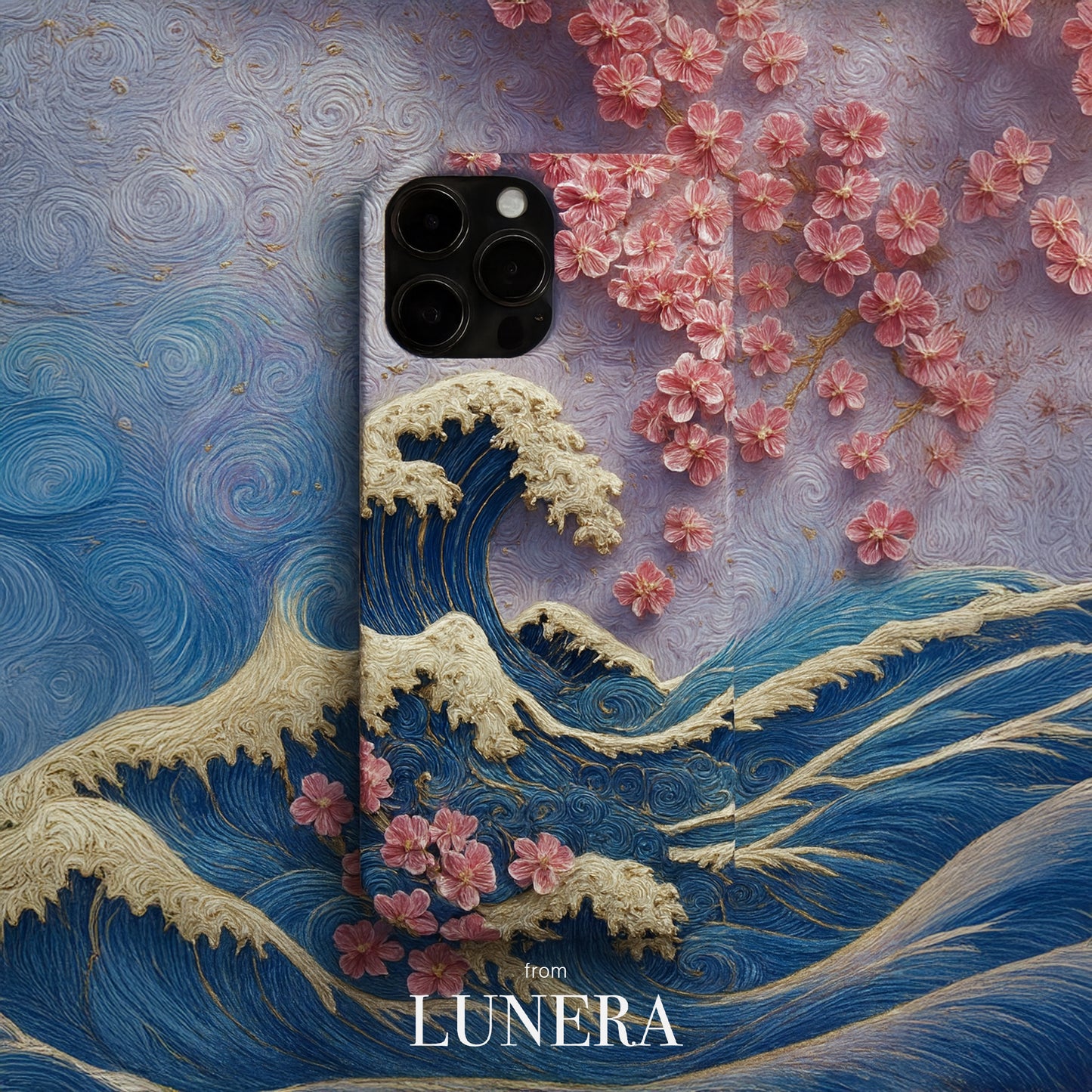 LUNERA 'Sakura Wave' Case – Japon Dalgası ve Çiçekli Estetik Telefon Kılıfı
