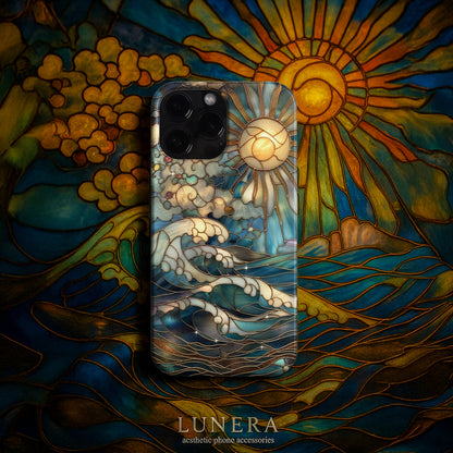 LUNERA 'Ocean Light' Case – Estetik Vitray Dalga Telefon Kılıfı