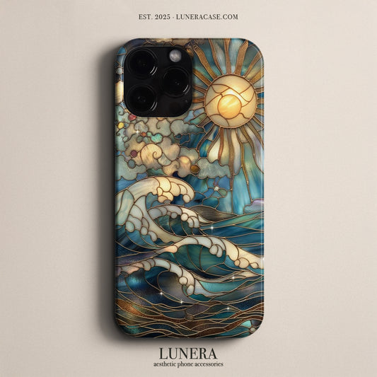 LUNERA 'Ocean Light' Case – Estetik Vitray Dalga Telefon Kılıfı