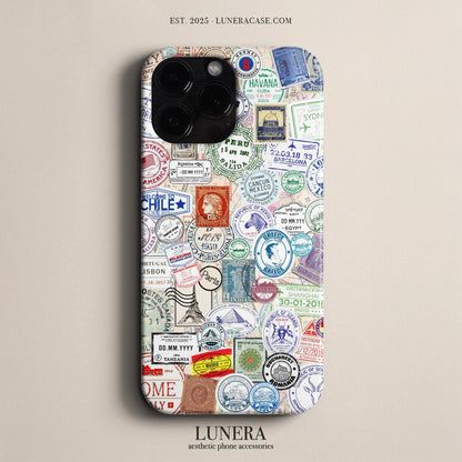 LUNERA 'World Passport' Case – Seyahat ve Damga Temalı Telefon Kılıfı