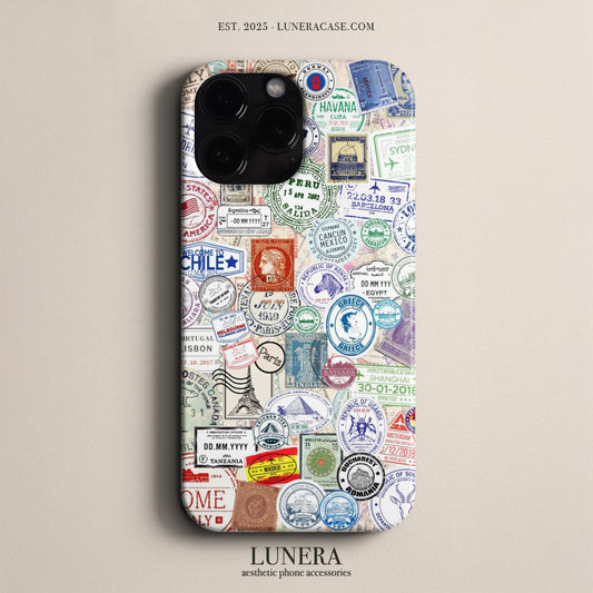LUNERA 'World Passport' Case – Seyahat ve Damga Temalı Telefon Kılıfı