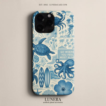 LUNERA 'Ocean Life' Case – Deniz Canlıları Temalı Retro Telefon Kılıfı