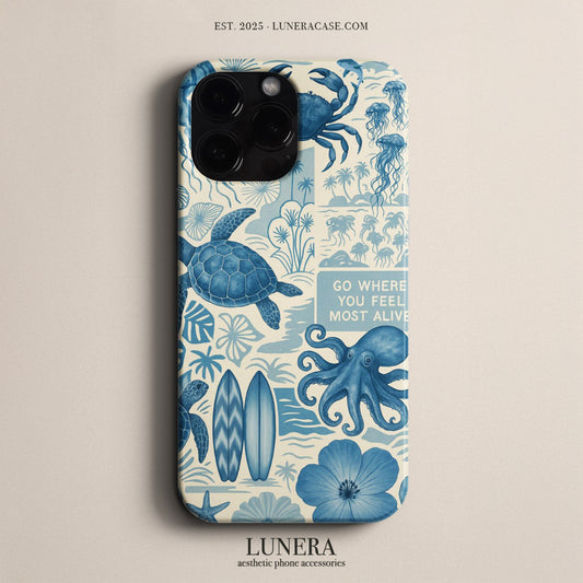 LUNERA 'Ocean Life' Case – Deniz Canlıları Temalı Retro Telefon Kılıfı