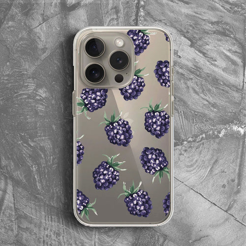 'Midnight Berry' Tasarım Telefon Kılıfı - Şeffaf Mini Meyveler