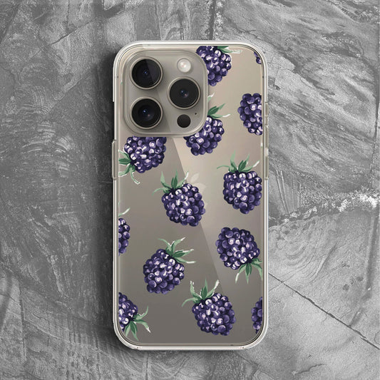 'Midnight Berry' Tasarım Telefon Kılıfı - Şeffaf Mini Meyveler