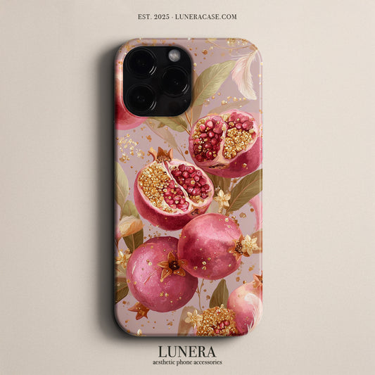 LUNERA ‘Pomegranate Bloom’ Case – Nar Çiçeği Desenli Parlak Estetik Telefon Kılıfı