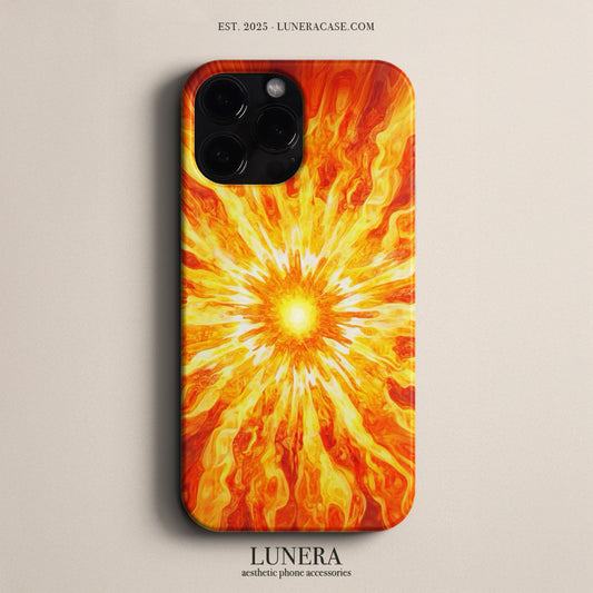 LUNERA ‘Solar Flare’ Case – Güneş Desenli Parlak Enerjik Sanatsal Telefon Kılıfı