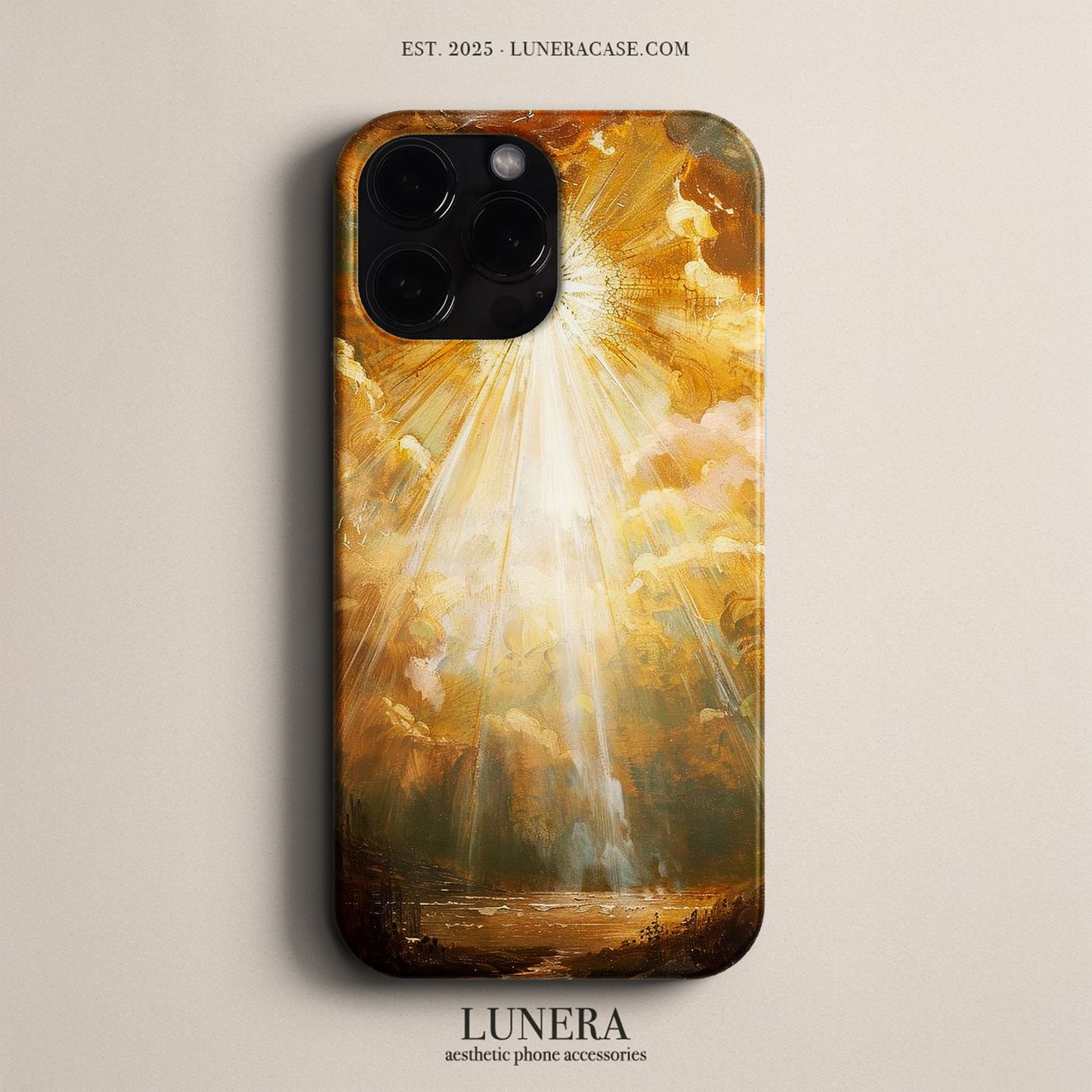 Lunera "Divine Light Burst" Tasarım Telefon Kılıfı – Golden Sun Collection Serisi