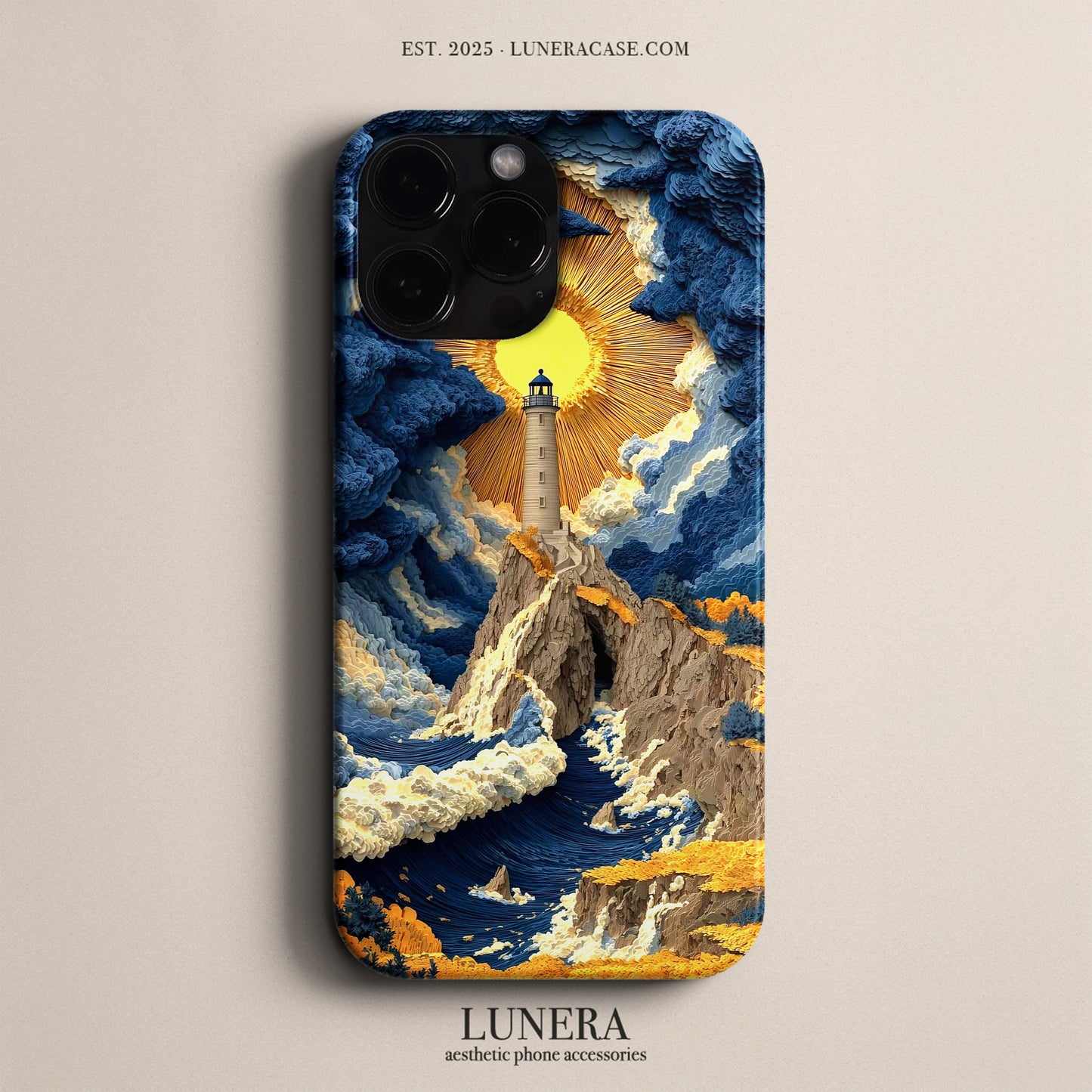 Lunera "Lighthouse Storm" Tasarım Telefon Kılıfı – Art Serisi
