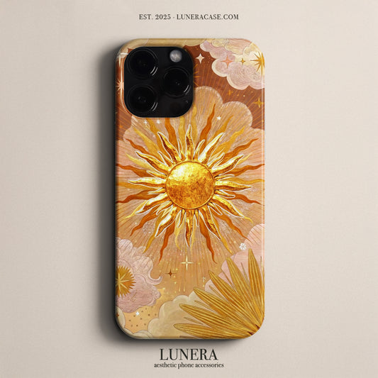 Lunera "Celestial Sun" Tasarım Telefon Kılıfı – Golden Sun Collection