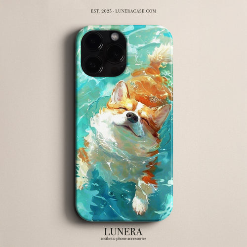 Lunera "Swimming Corgi" Tasarım Telefon Kılıfı – The Ocean Light Collection