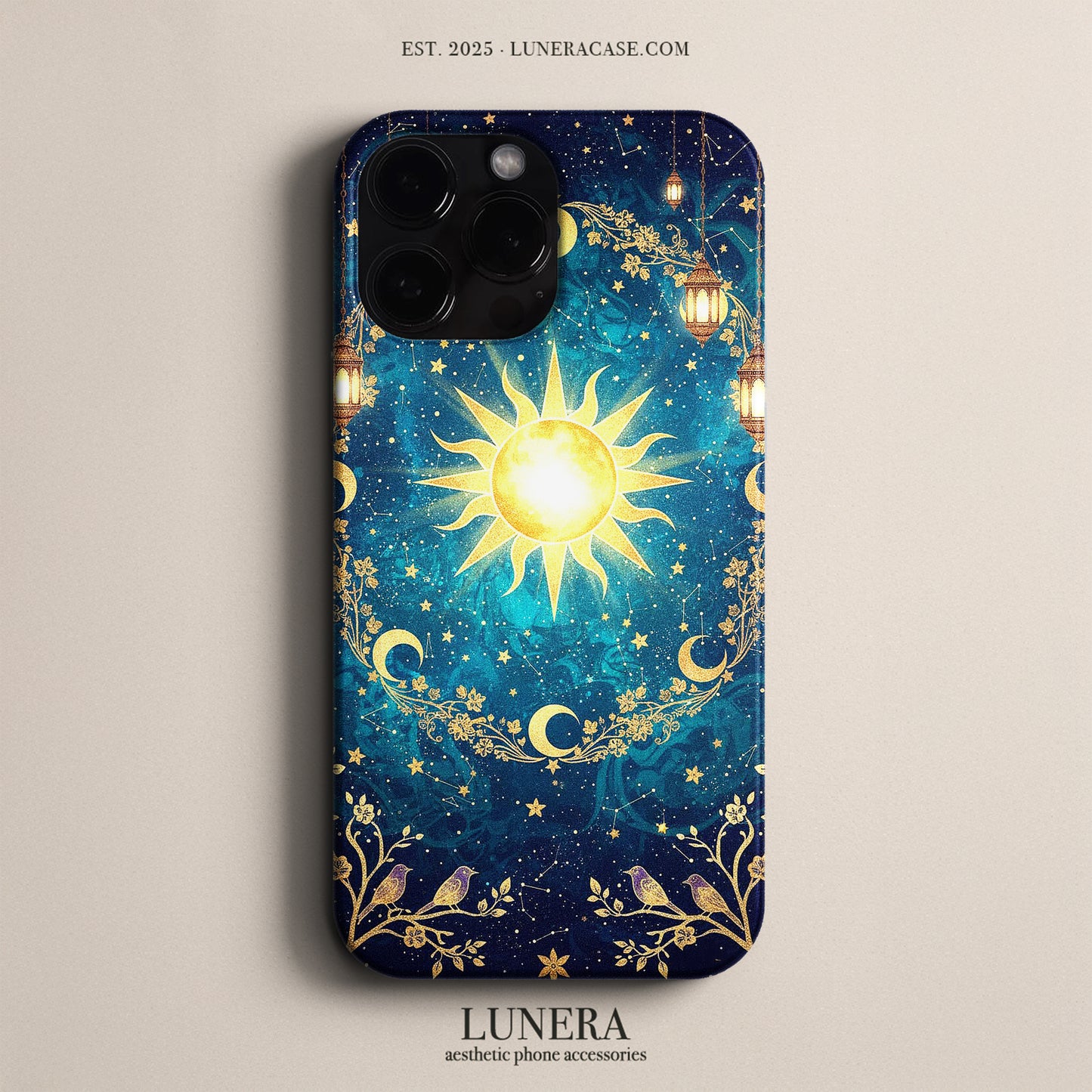 Lunera "Celestial Harmony" Tasarım Telefon Kılıfı – Golden Sun Collection
