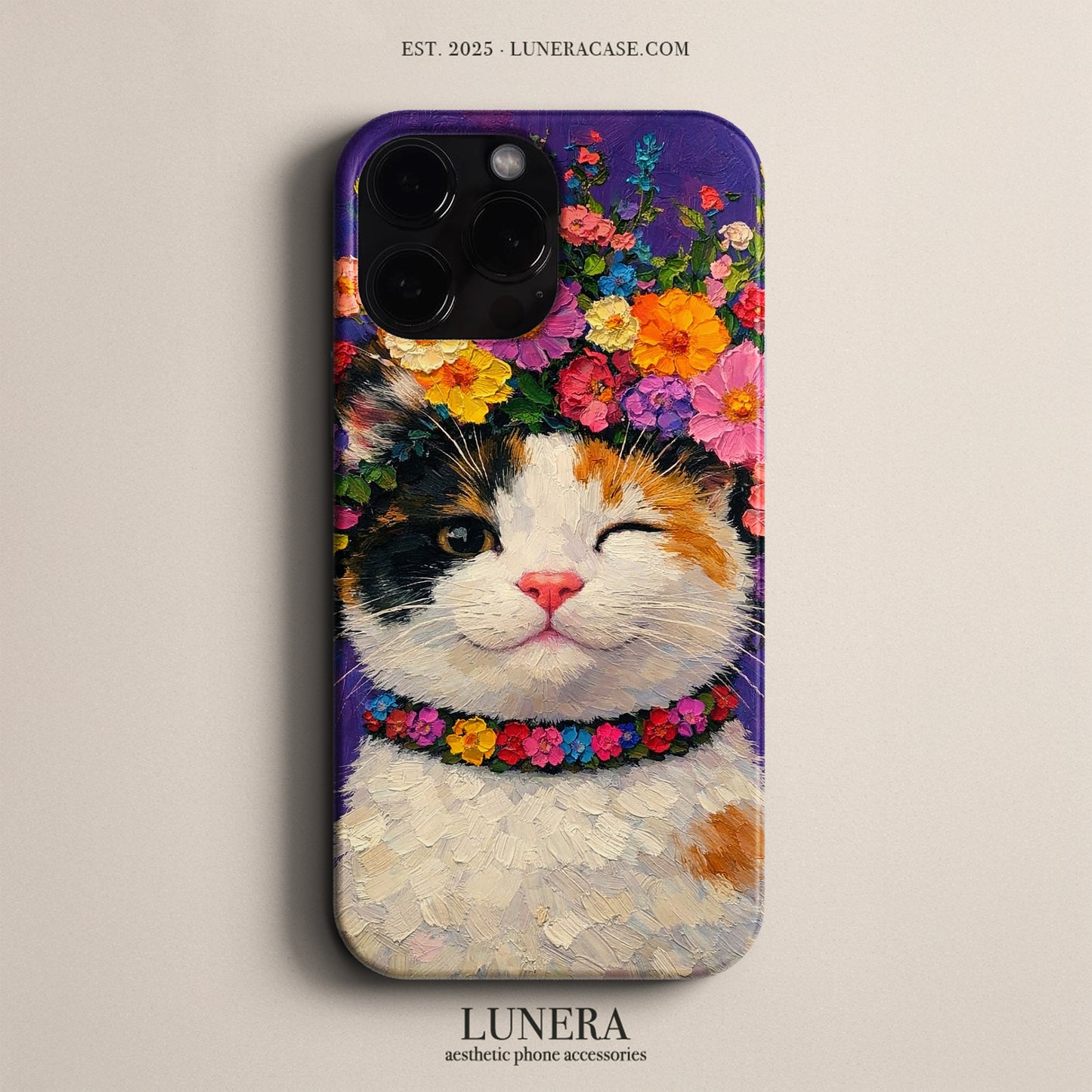 Lunera "Flower Crown Cat" Tasarım Telefon Kılıfı – The Art Edition Collection