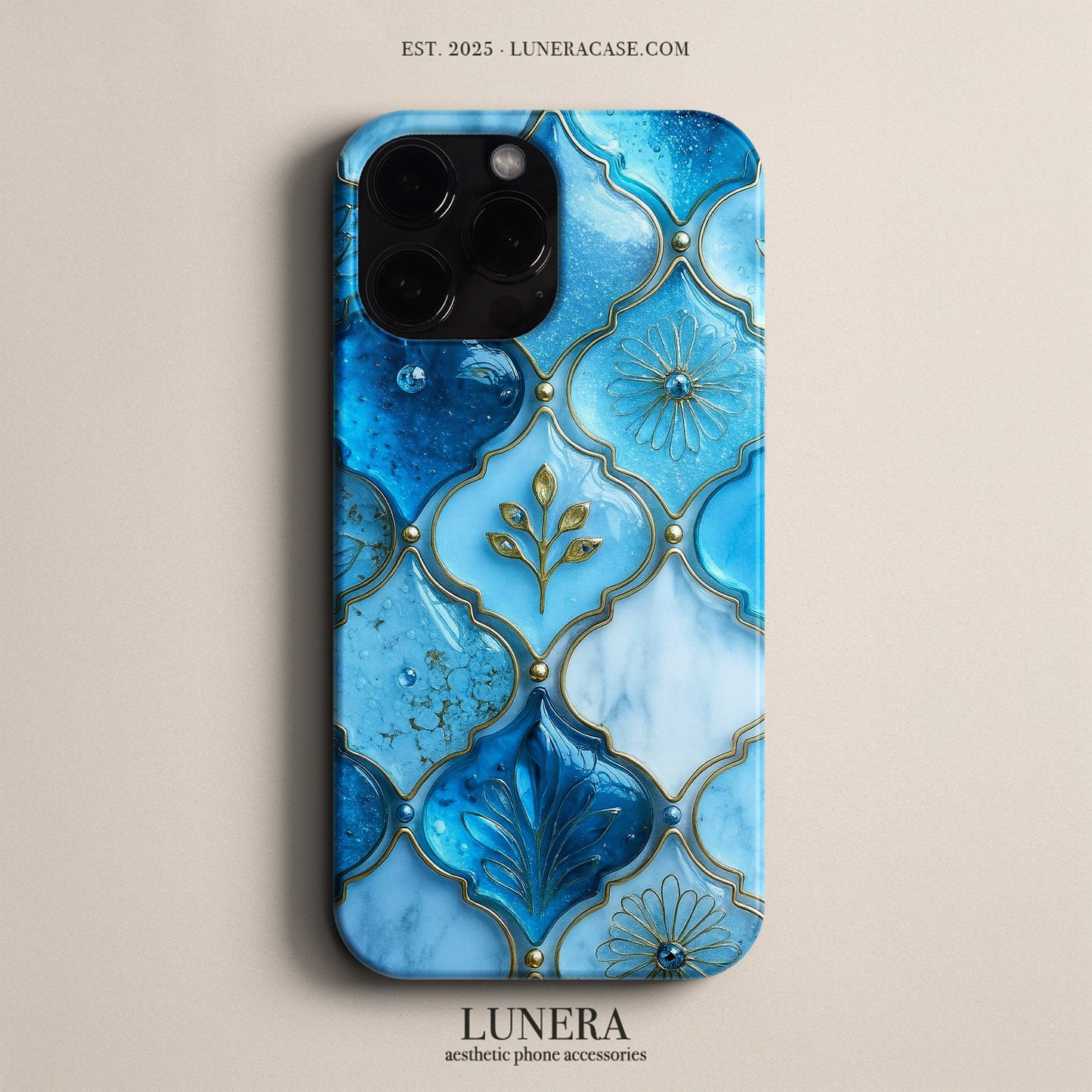 Lunera "Azure Blossom" Tasarım Telefon Kılıfı – The Vitray Collection