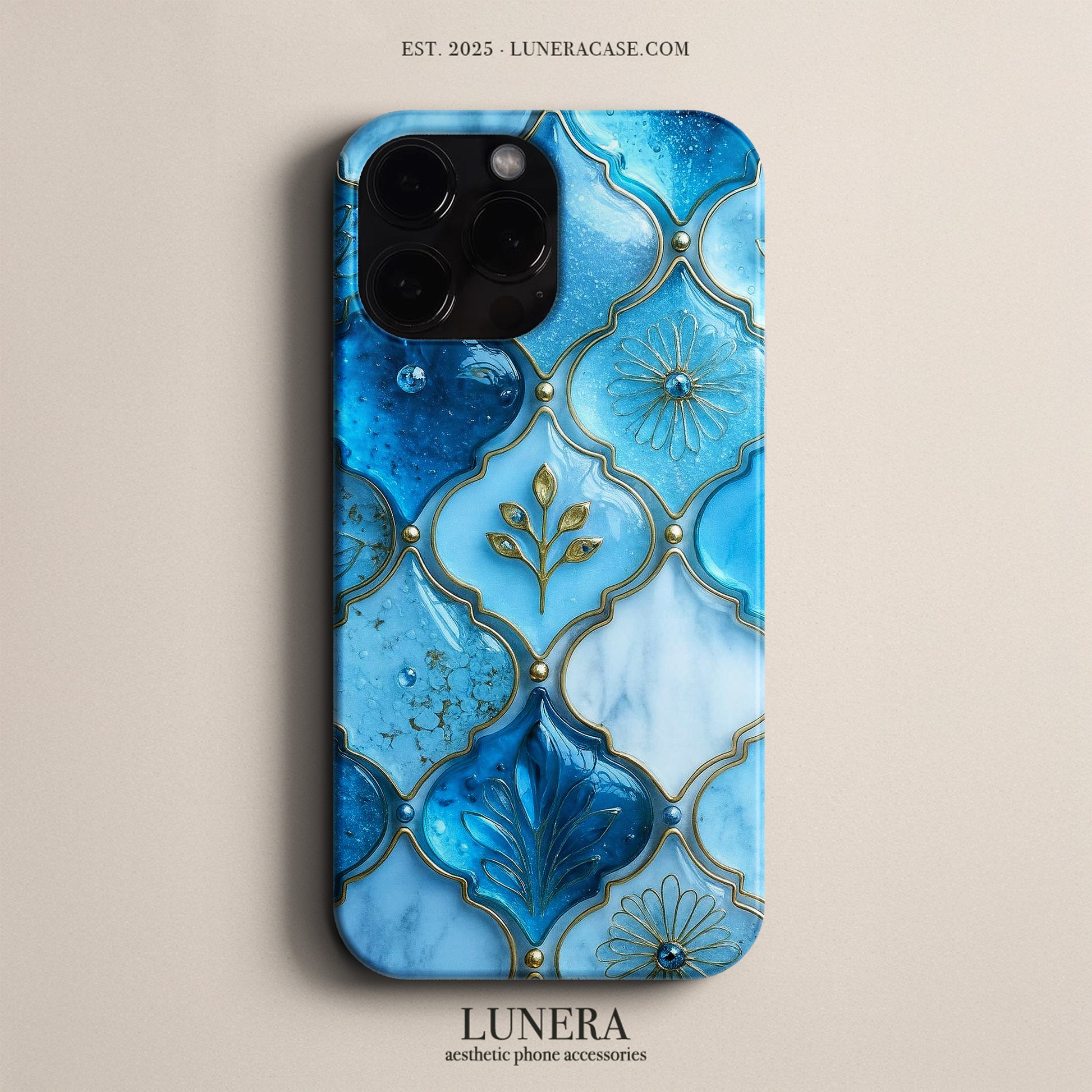 Lunera "Azure Blossom" Tasarım Telefon Kılıfı – The Vitray Collection