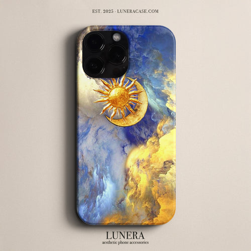 Lunera "Celestial Sun Moon" Tasarım Telefon Kılıfı – Golden Sun Collection Serisi