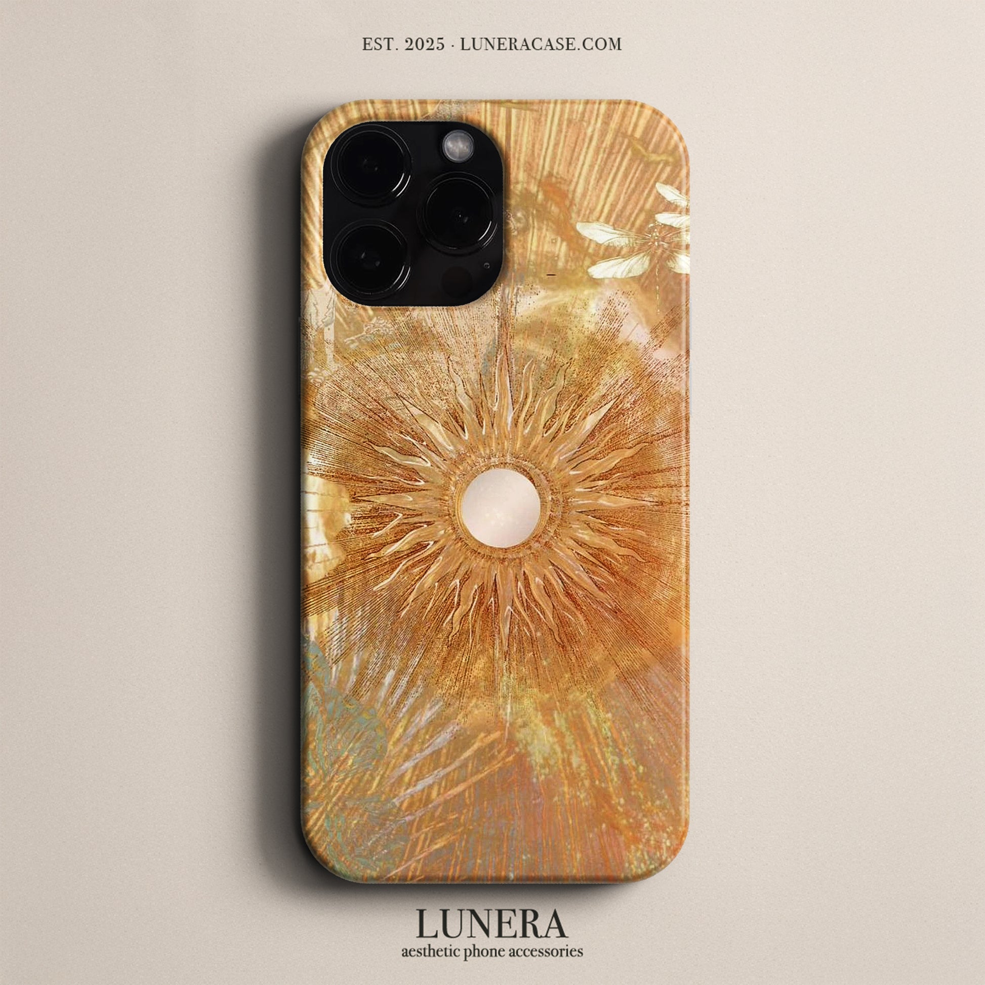 Lunera "Golden Sun Burst" Tasarım Telefon Kılıfı – Golden Sun Collection Serisi