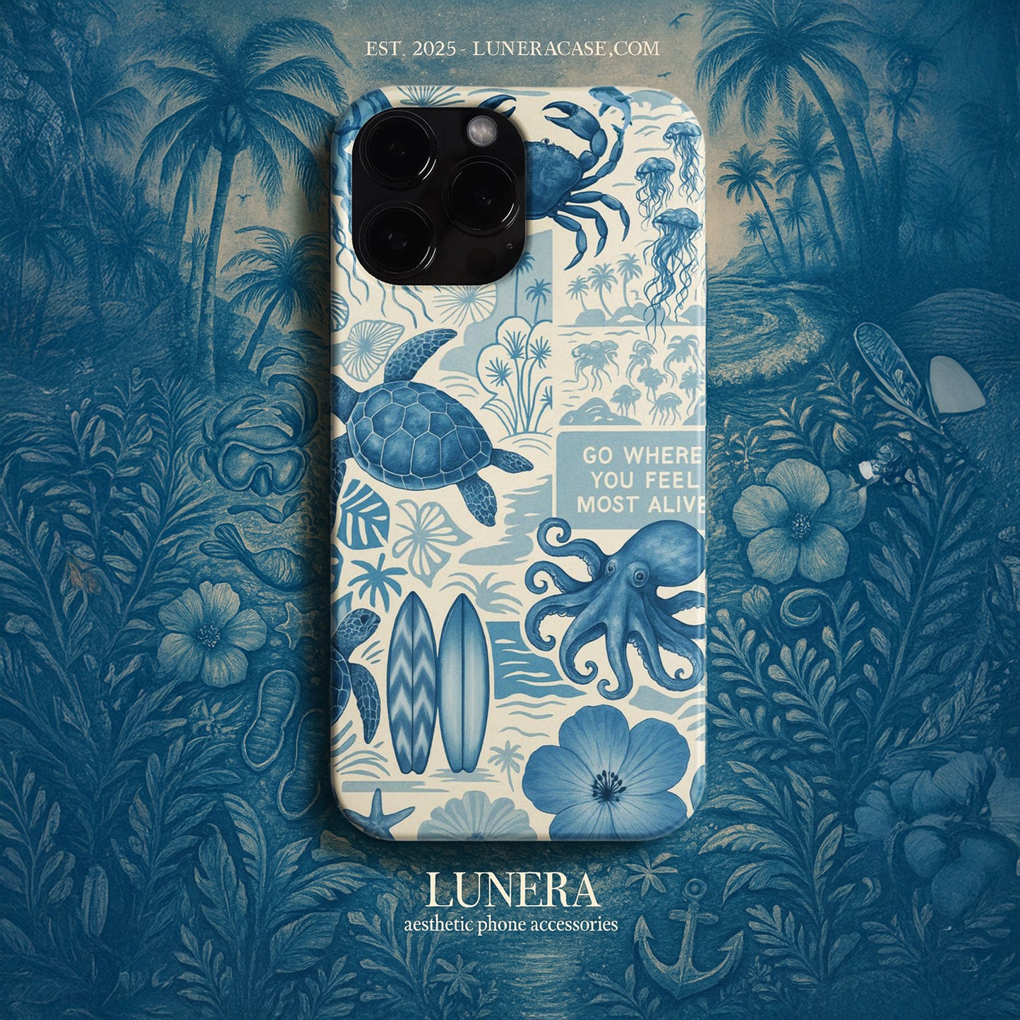 LUNERA 'Ocean Life' Case – Deniz Canlıları Temalı Retro Telefon Kılıfı
